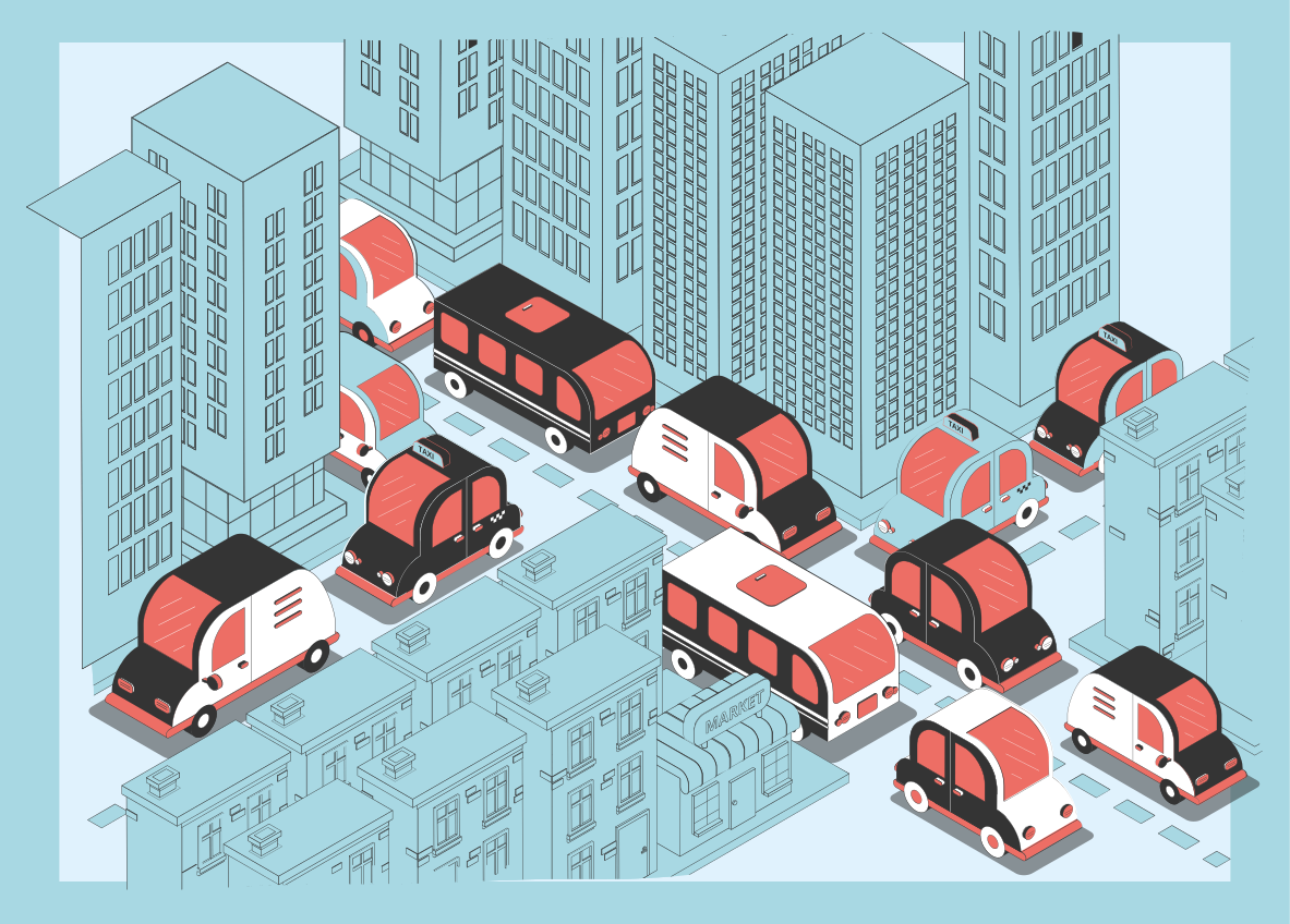 Miesto eismo scena kelių kilimėliai - „Tenstickers“