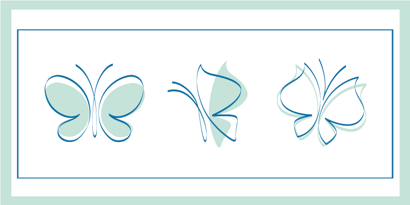 Drugelių trio motyvas gyvūnų vinilo kilimėlis - „Tenstickers“