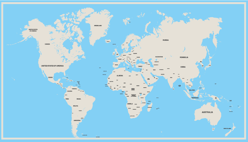 Pasaulio žemėlapis vinilo kilimėlis paprasto dizaino - „Tenstickers“