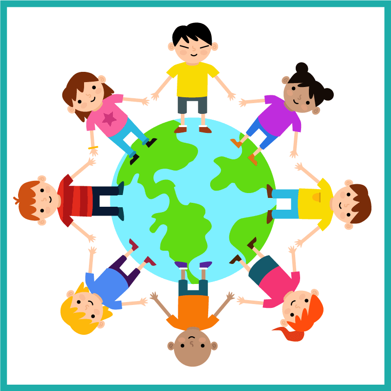 Pasaulis, susikibęs rankomis vinilinis kilimėlis - „Tenstickers“