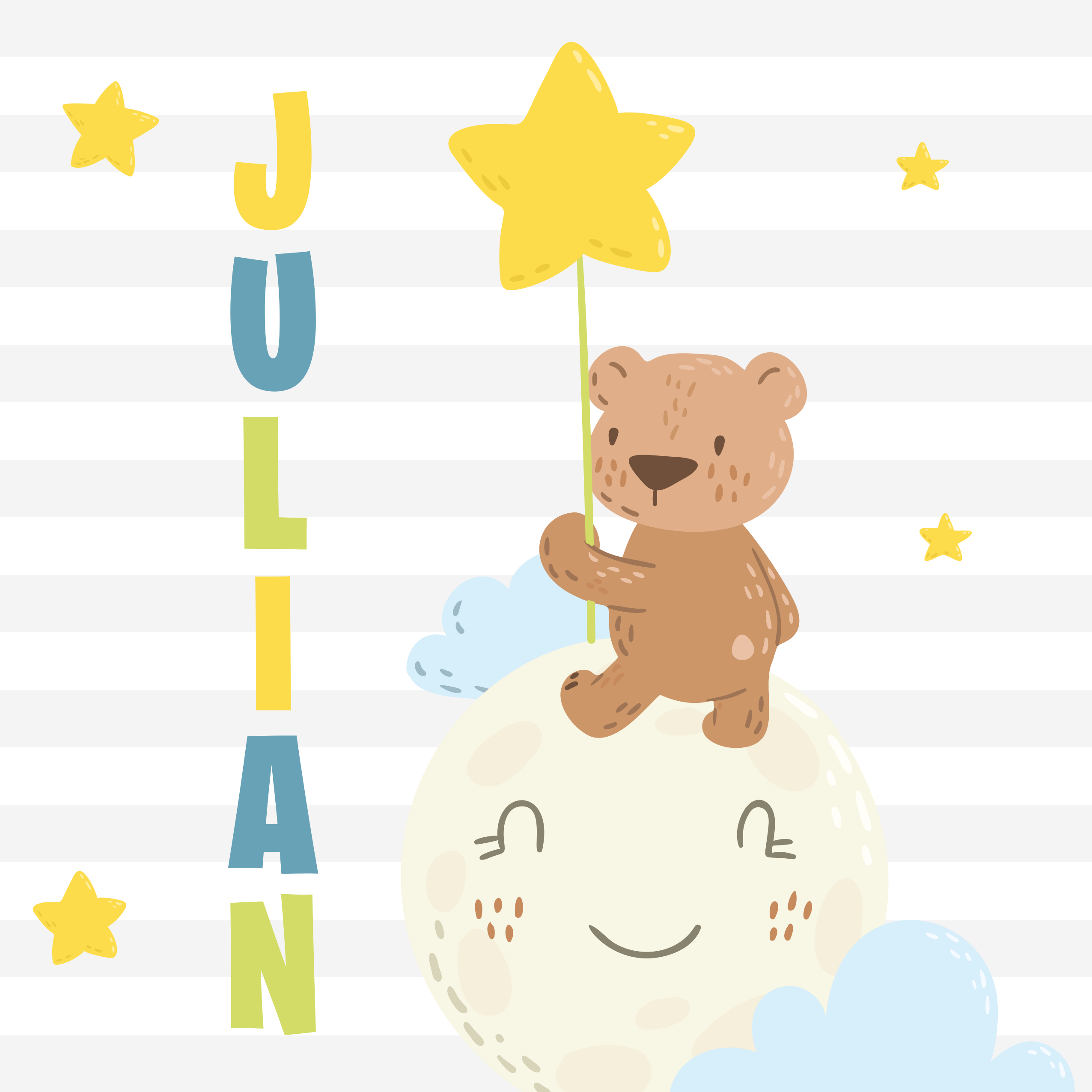 Lokys su žvaigžde vinyl kilimėlis su vardu - „Tenstickers“