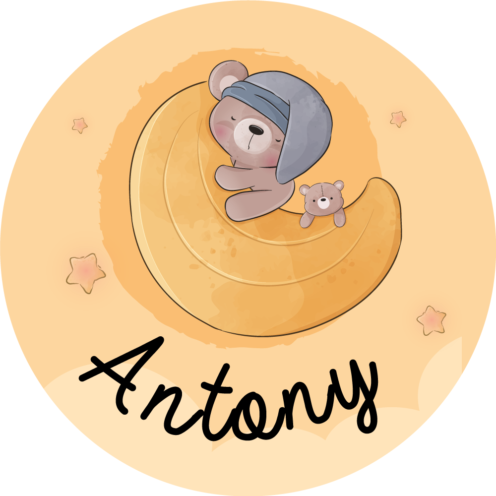 Viniliniai kilimėliai su miegančiu lokiu ir vardu - „Tenstickers“