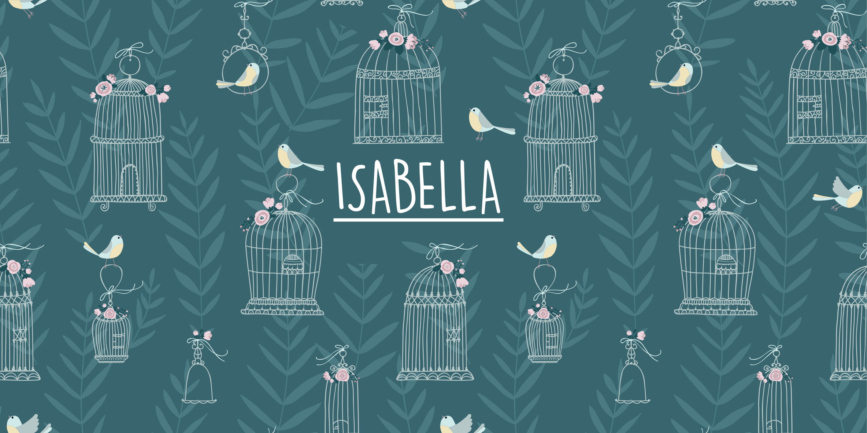 Paukščių narvelio gėlių raštas vinyl kilimėlis su vardu - „Tenstickers“