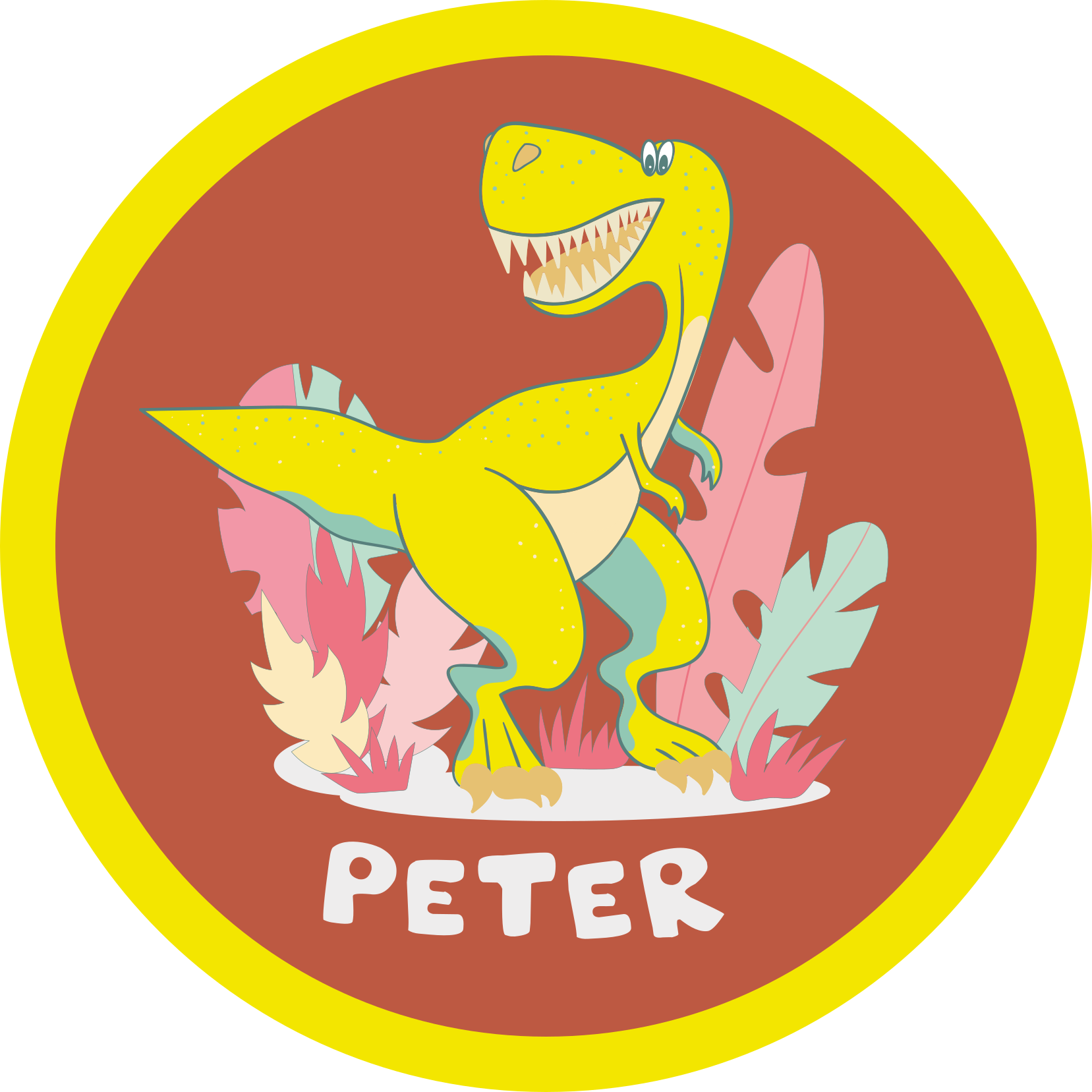 Vinyl kilimėlis su vardu linksmas dinozaurų vaizdas - „Tenstickers“