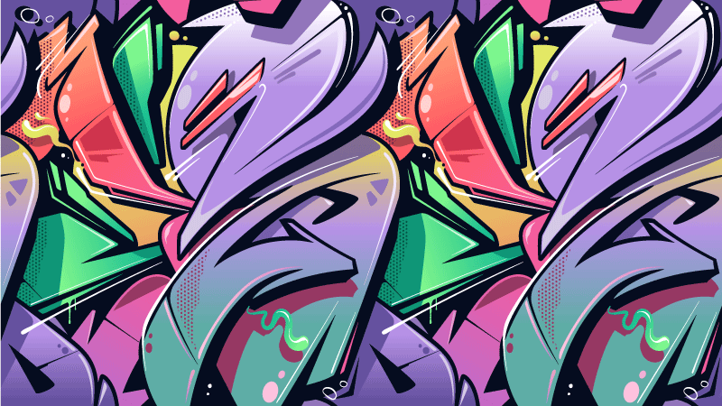 Spalvingas grafiti gatvės meno tekstūros kilimas - „Tenstickers“