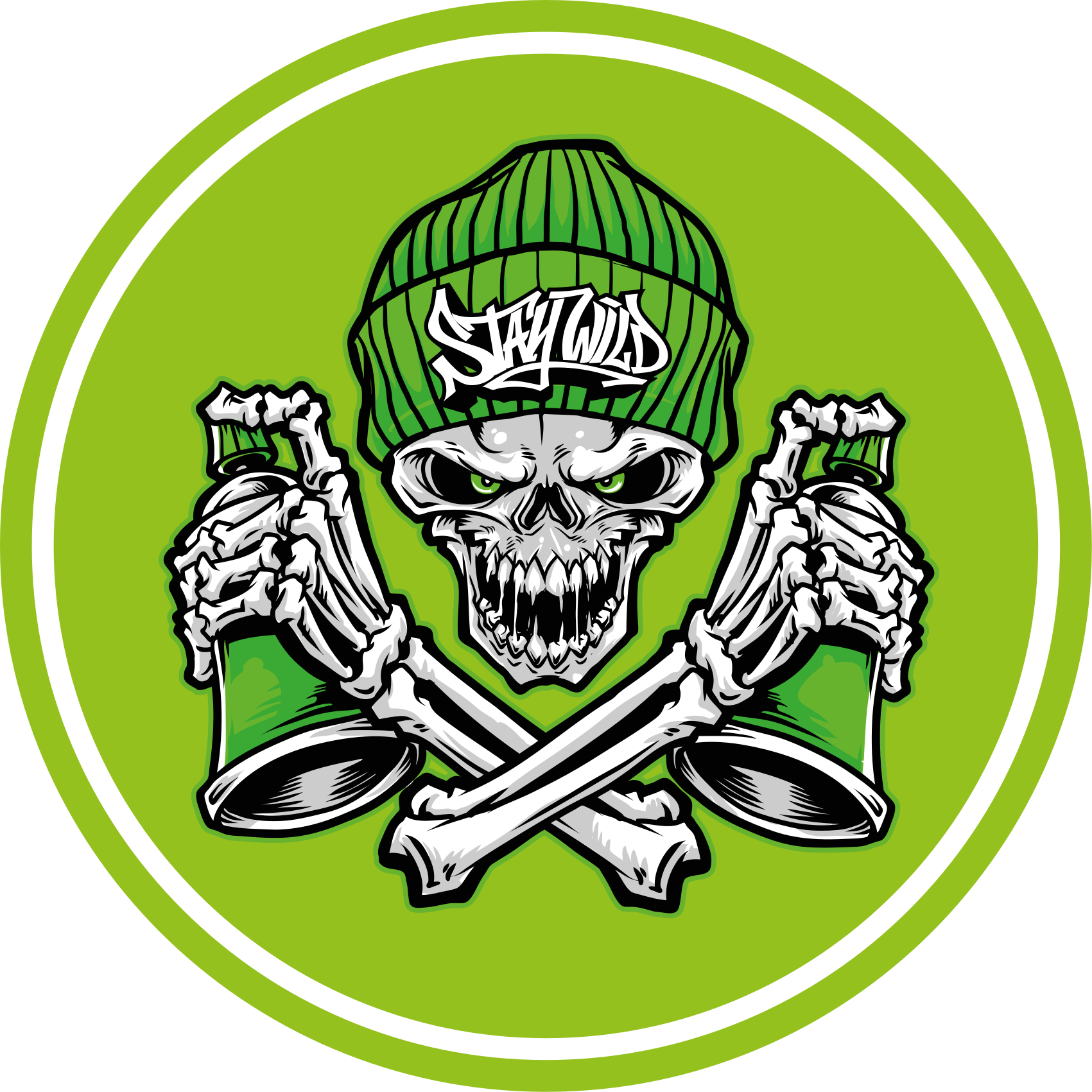 Kaukolė ir gėrimai apskritimo formos vinilo kilimėlis - „Tenstickers“