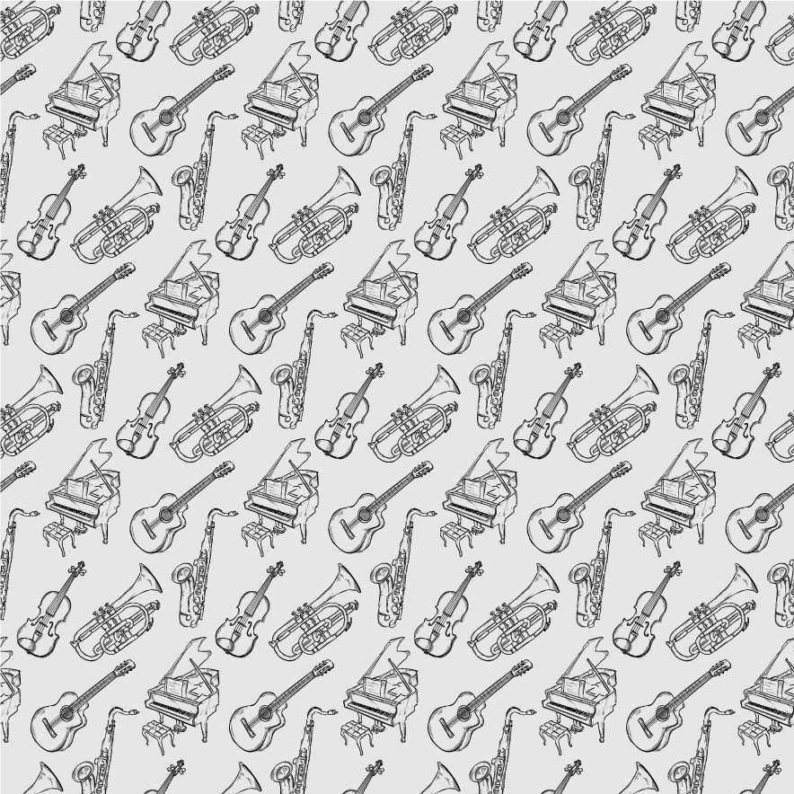 Tekstūrinis vinilinis kilimas muzikos instrumentų kolekcija - „Tenstickers“