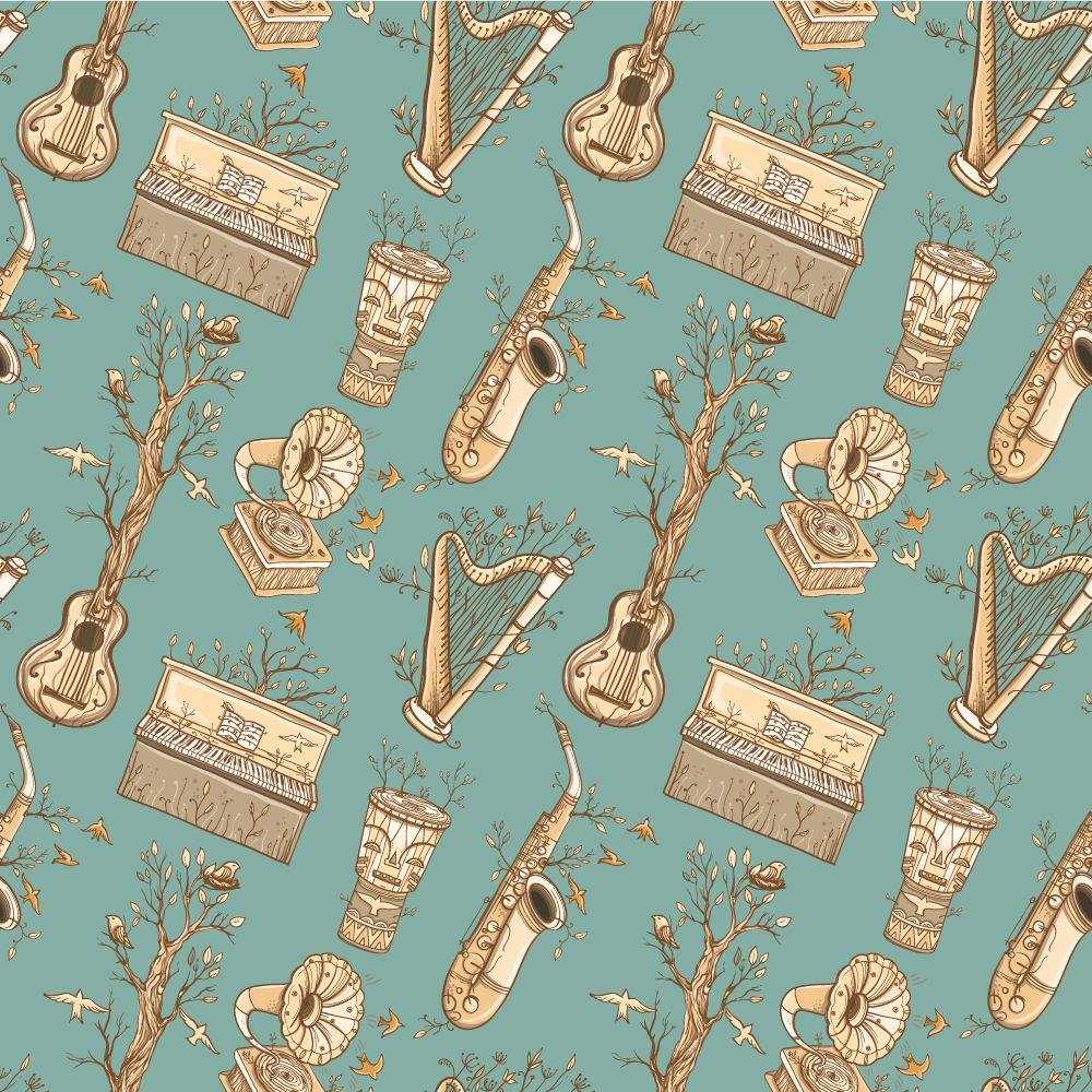 Muzikos instrumentų koncepcija vinilinis kilimėlis - „Tenstickers“