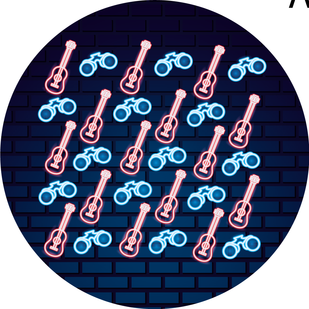 Neoniniai muzikiniai raštai paaugliams vinilo kilimėlis - „Tenstickers“