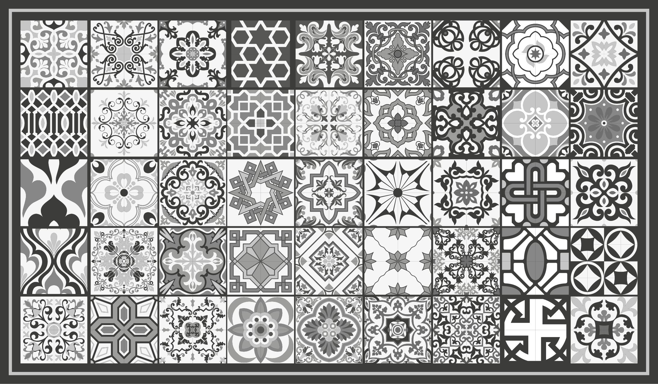 Pilkų plytelių raštas vonios kambario vinilo kilimėlis - „Tenstickers“