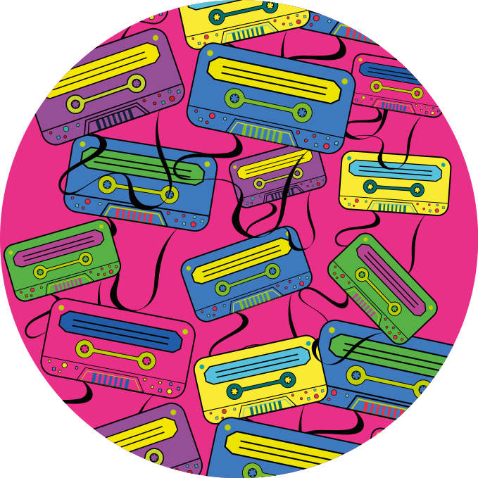 Vinilinis kilimėlis ryškūs kasetiniai įrašai - „Tenstickers“