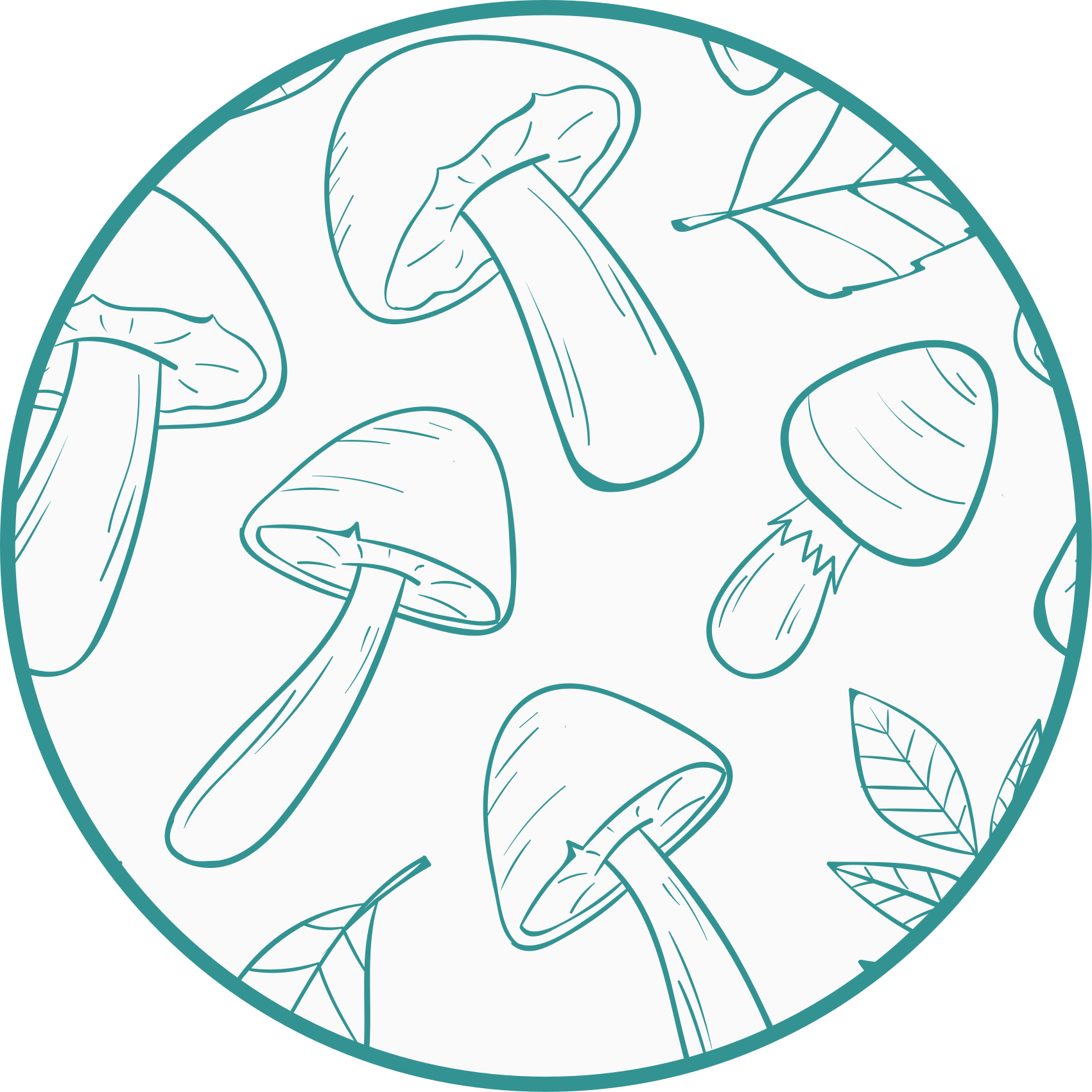 Baltos ir šviesiai mėlynos grybų gamtos vinilo kilimas - „Tenstickers“