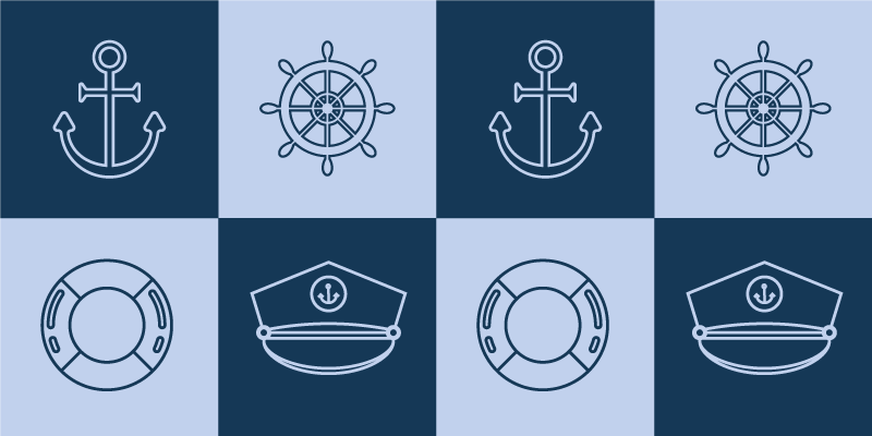 Pasaulio žemėlapis vinilo kilimėlis jūriniais simboliais - „Tenstickers“