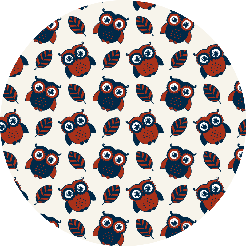 Mėlynos ir raudonos pelėdos modelio apskrito stalo padekliukai - „Tenstickers“