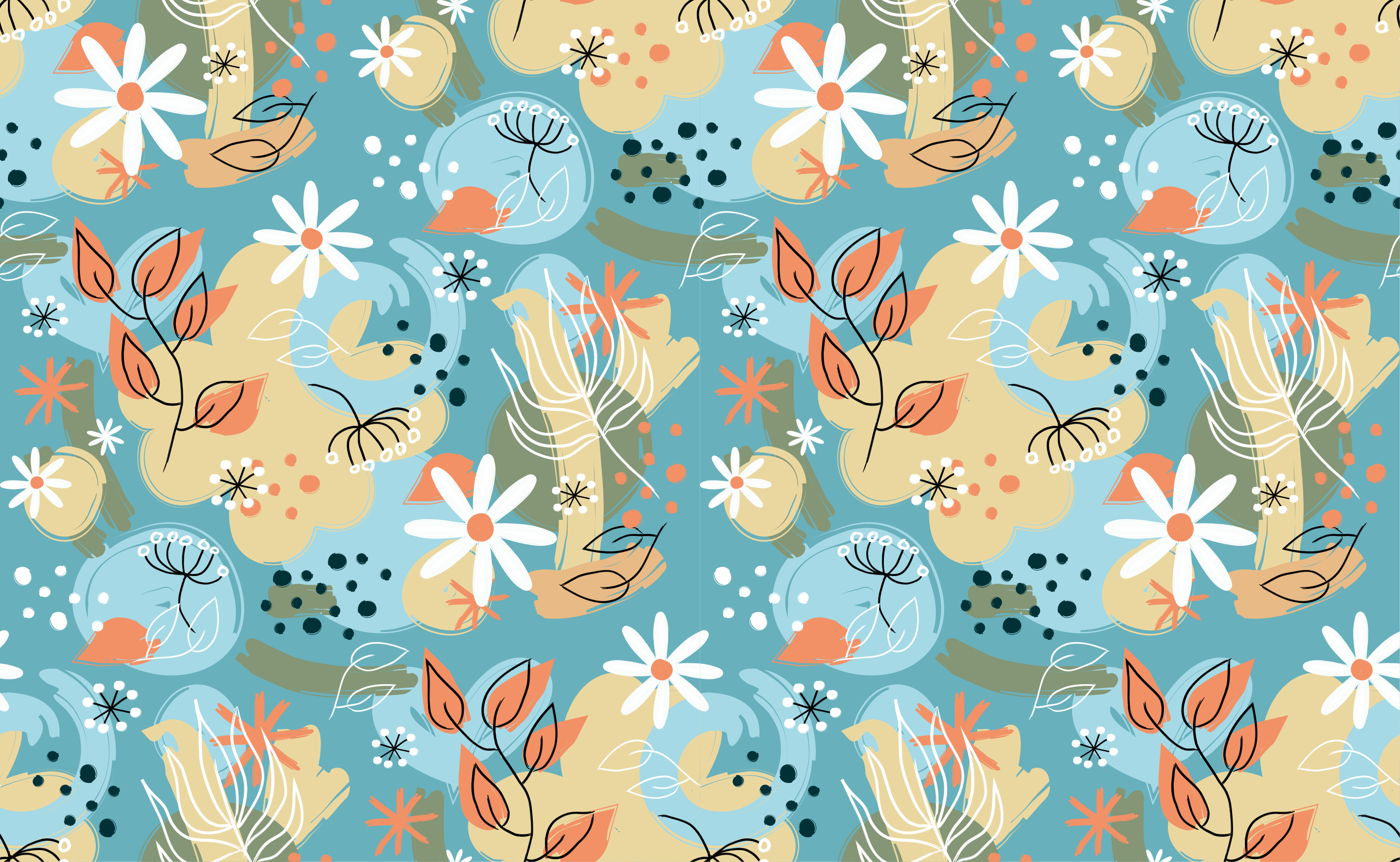 Gėlių rašto kilimėlis abstrakčiais raštais - „Tenstickers“