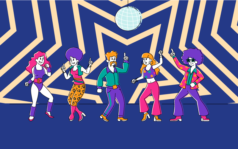 Disko šokių vakarėlis vinilinis kilimėlis - „Tenstickers“