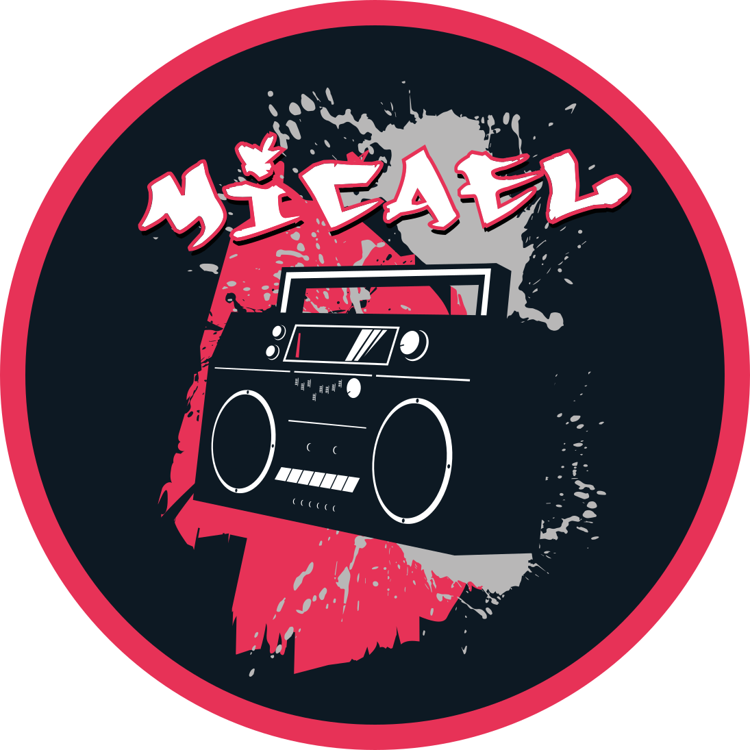 Retro boombox tema vinyl kilimėlis su vardu - „Tenstickers“