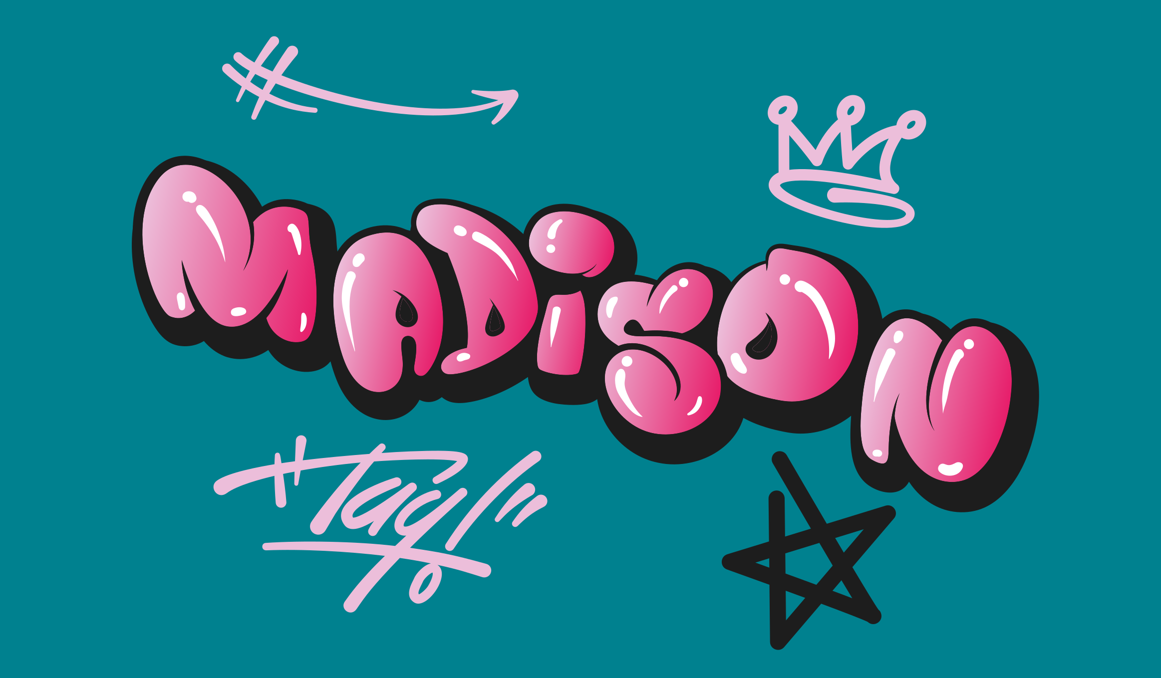 Rožinis grafiti su pavadinimu paaugliams vinilo kilimėlis - „Tenstickers“