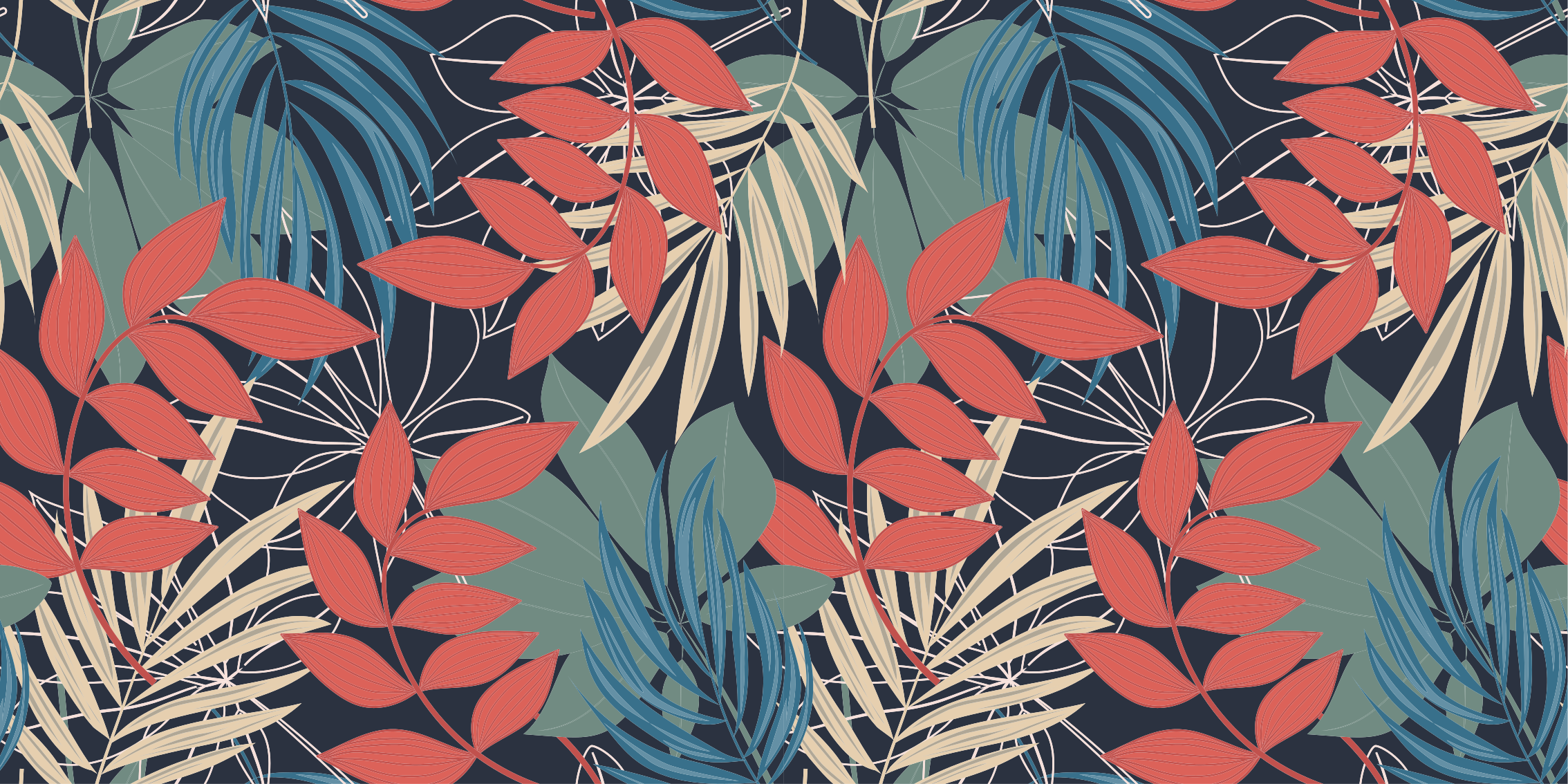 Ryškus lapų raštas gėlių rašto kilimėlis - „Tenstickers“