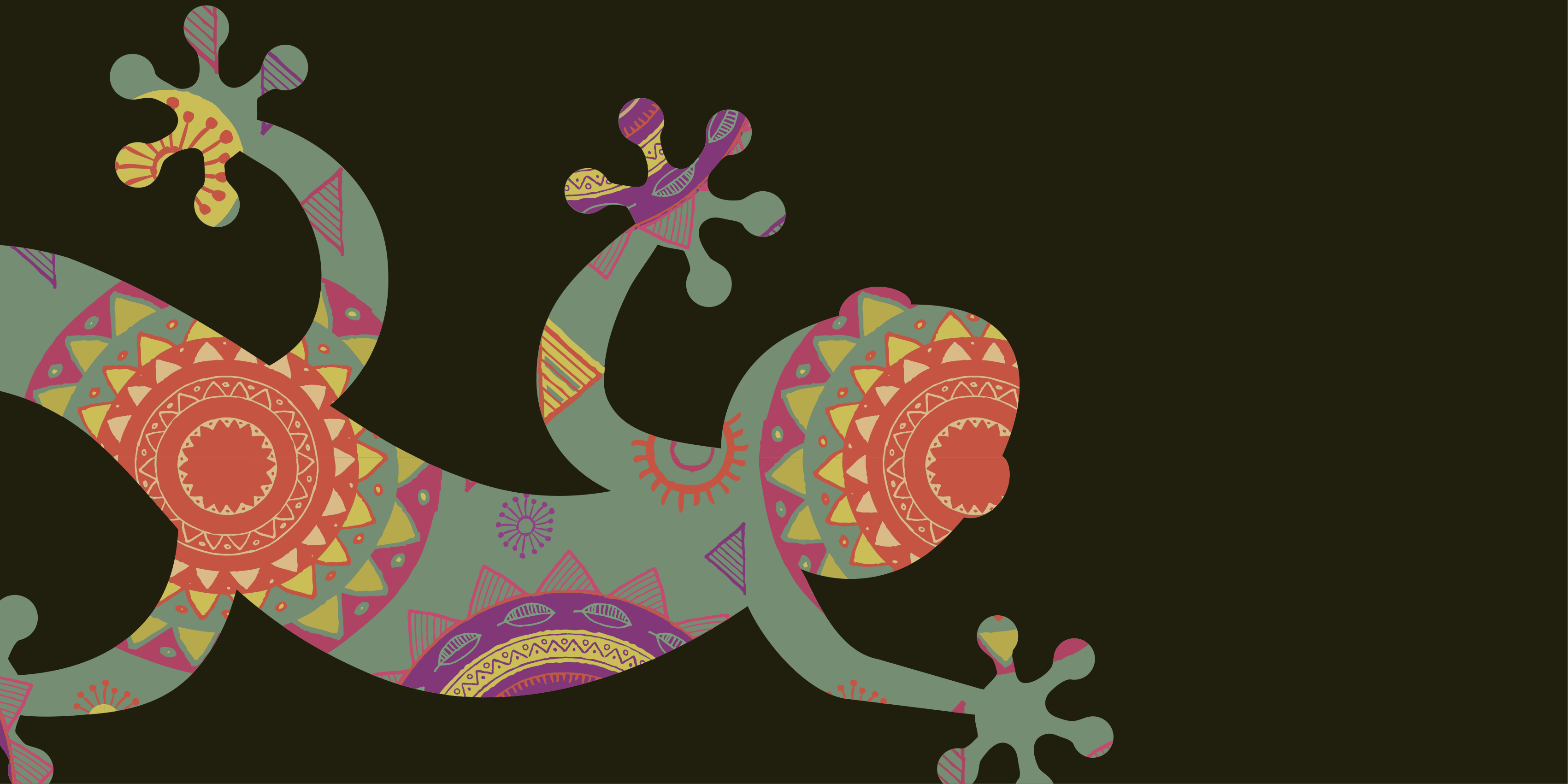 Gekonas su gėlių mandala vinilo stalo padekliukai - „Tenstickers“