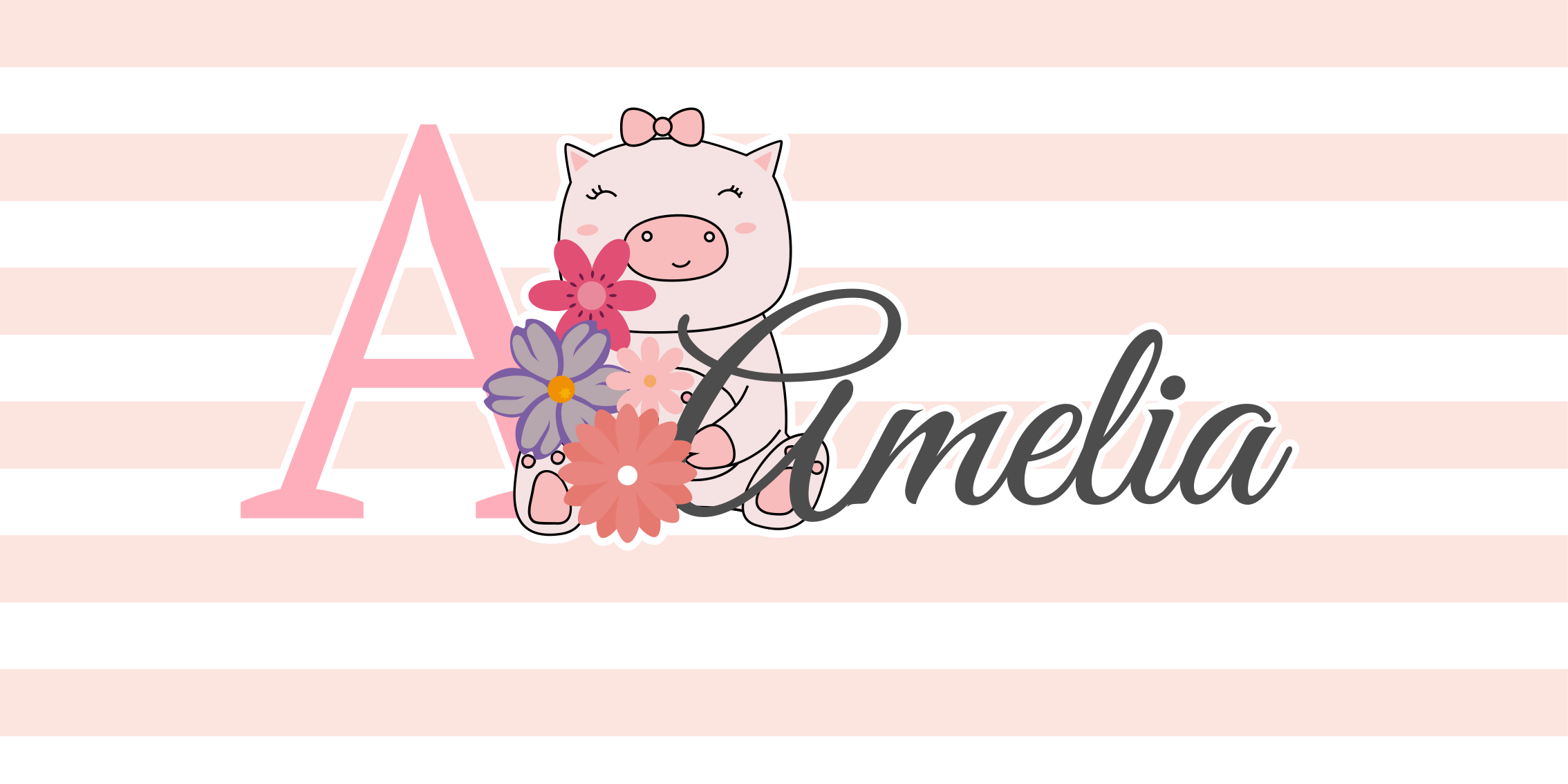 Miela kiaulės iliustracija vinyl kilimėlis su vardu - „Tenstickers“