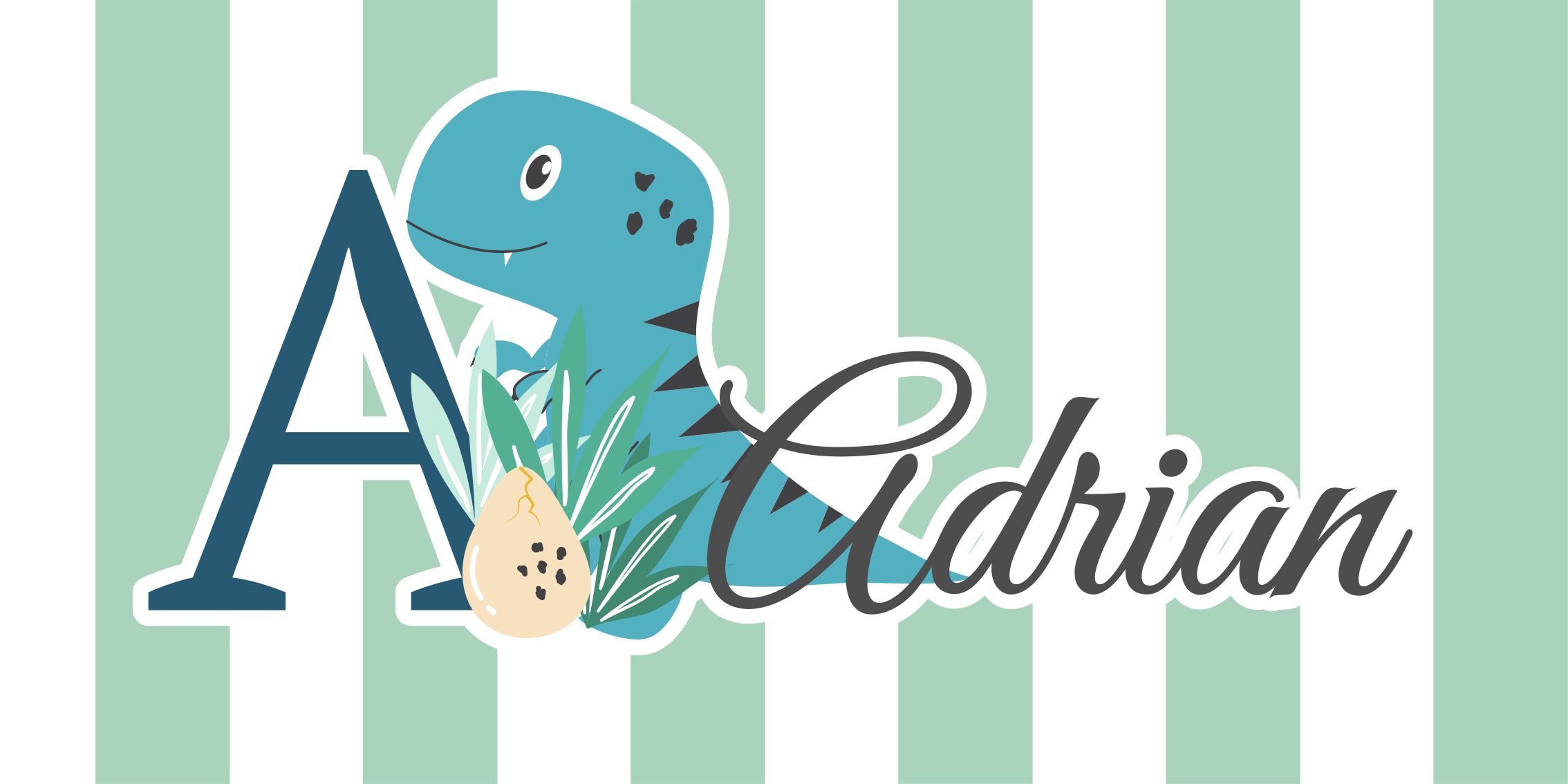 Rekso kūdikis su inicialu ir vardu kilimas vaiko kambariui - „Tenstickers“