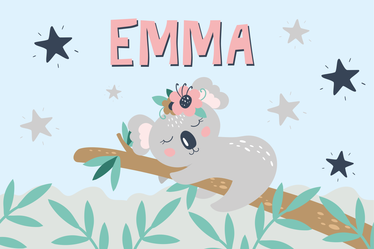 Vinyl kilimėlis su vardu koala naktis - „Tenstickers“