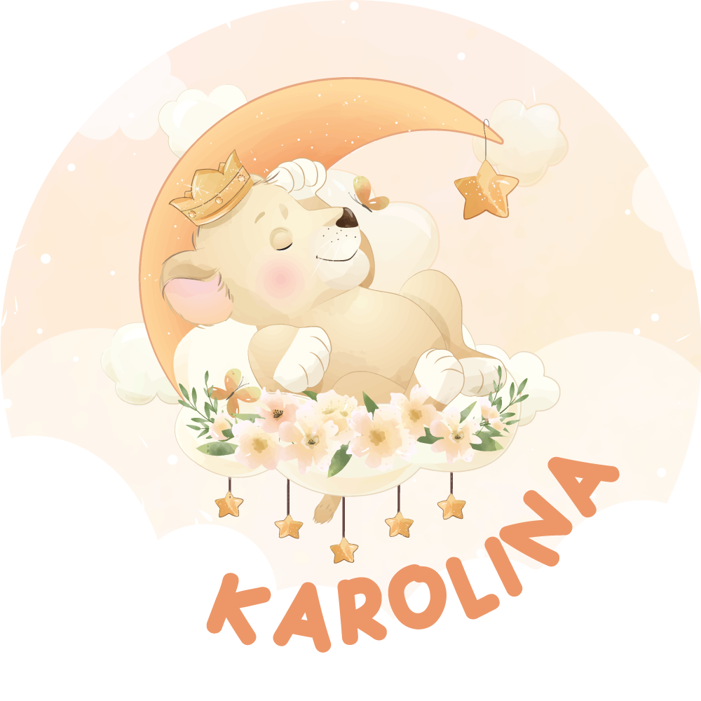 Mieguistas liūtas vinyl kilimėlis su vardu - „Tenstickers“