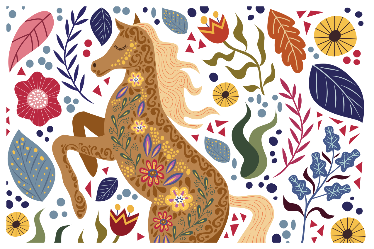 Didingas arklio meno kūrinys gyvūnų vinilo kilimėlis - „Tenstickers“