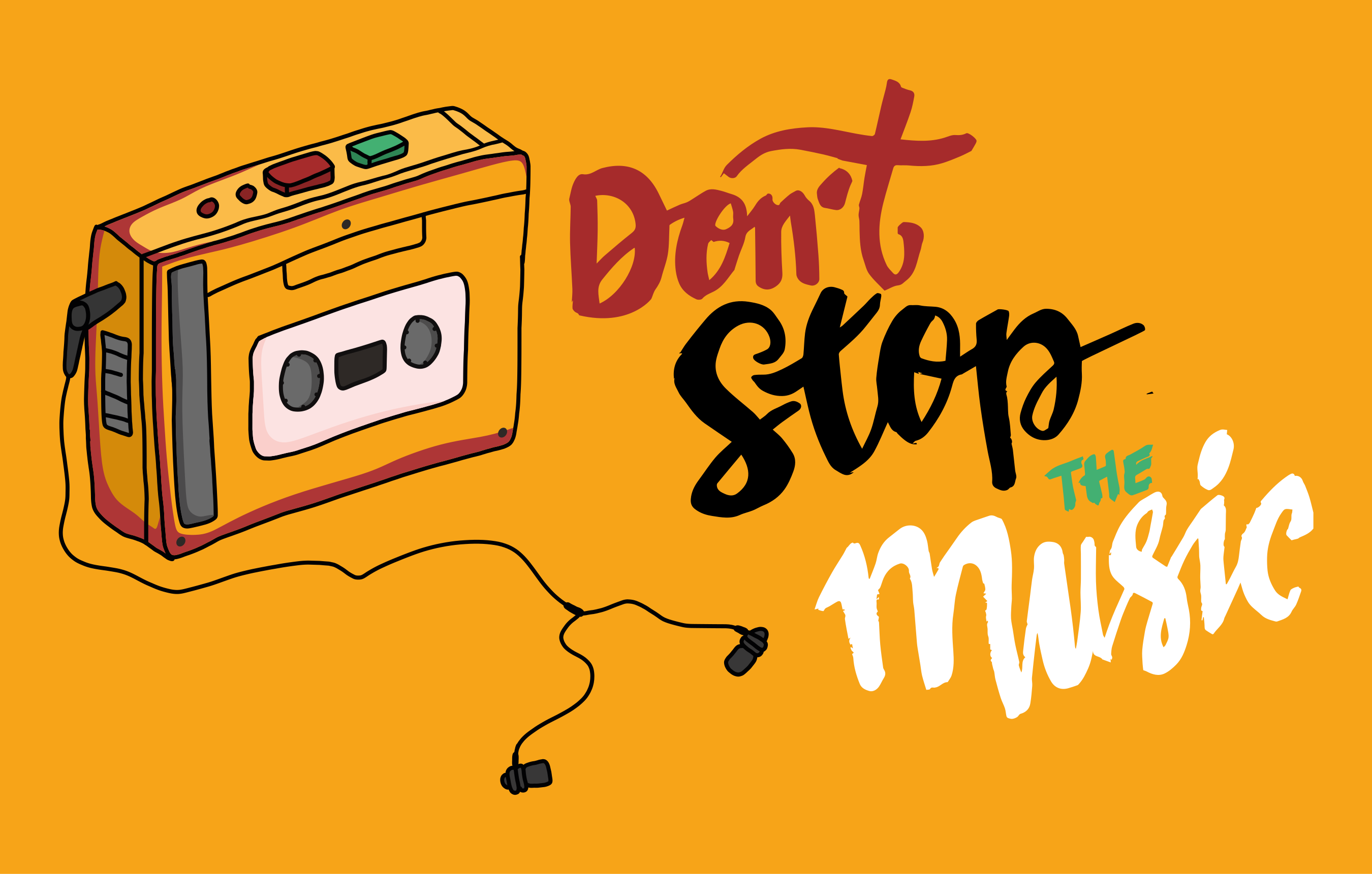 Retro walkman kasetės iliustracija senovinis kilimas - „Tenstickers“