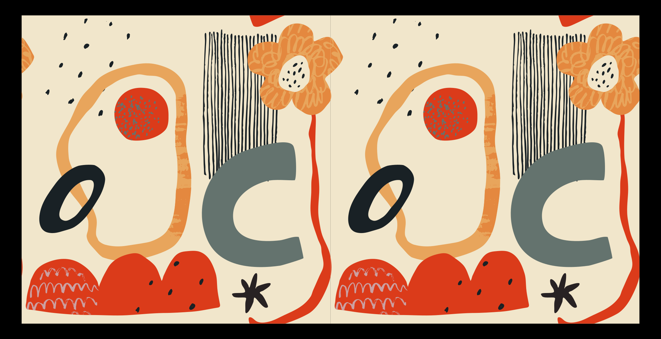 Drąsūs gėlių elementai modernus vinilinis kilimas - „Tenstickers“