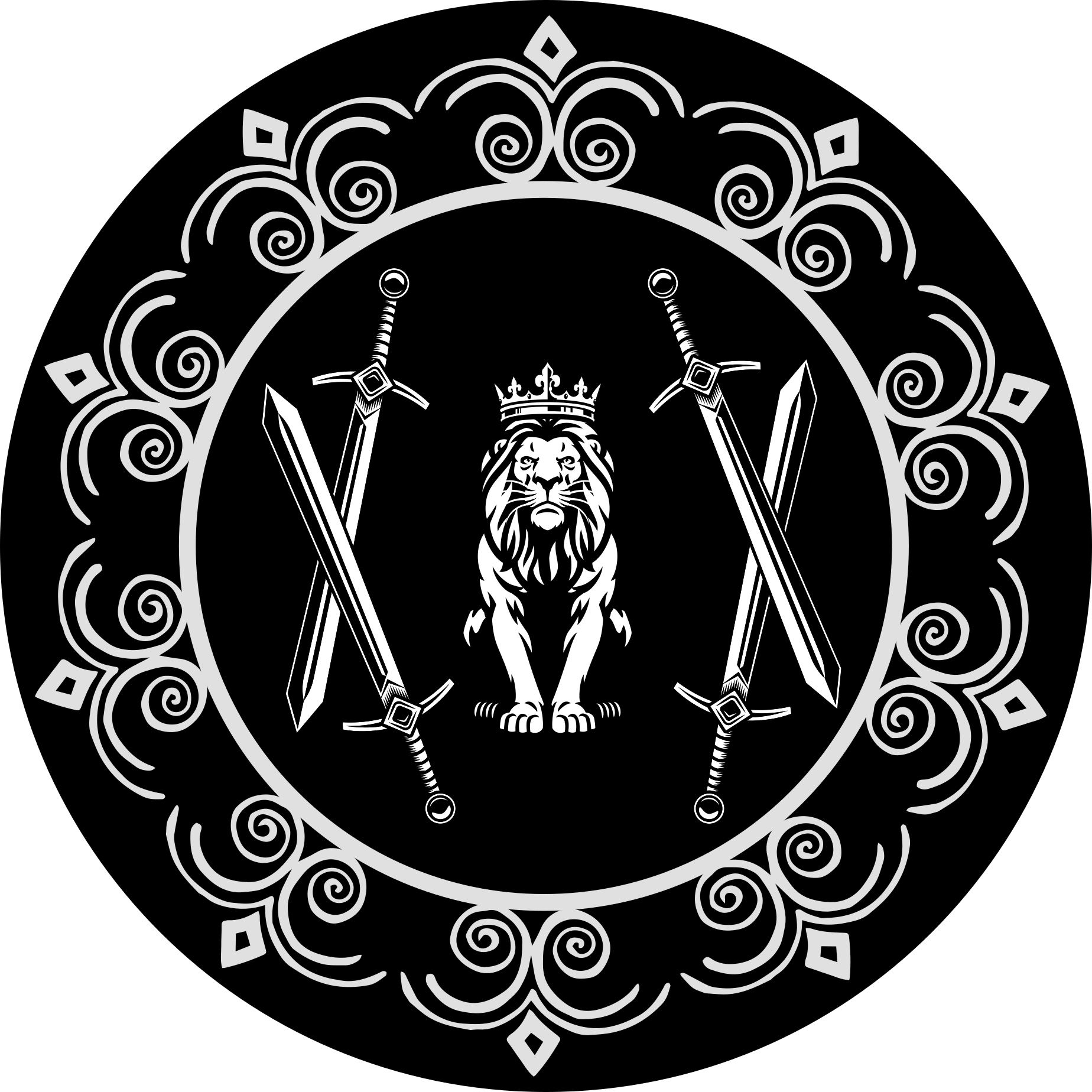 Didinga liūto emblema apskritimo formos vinilo kilimėlis - „Tenstickers“