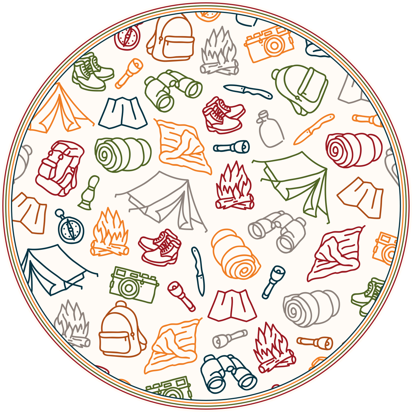 Nuotykių įrankių piktogramos vinilinis kilimėlis - „Tenstickers“