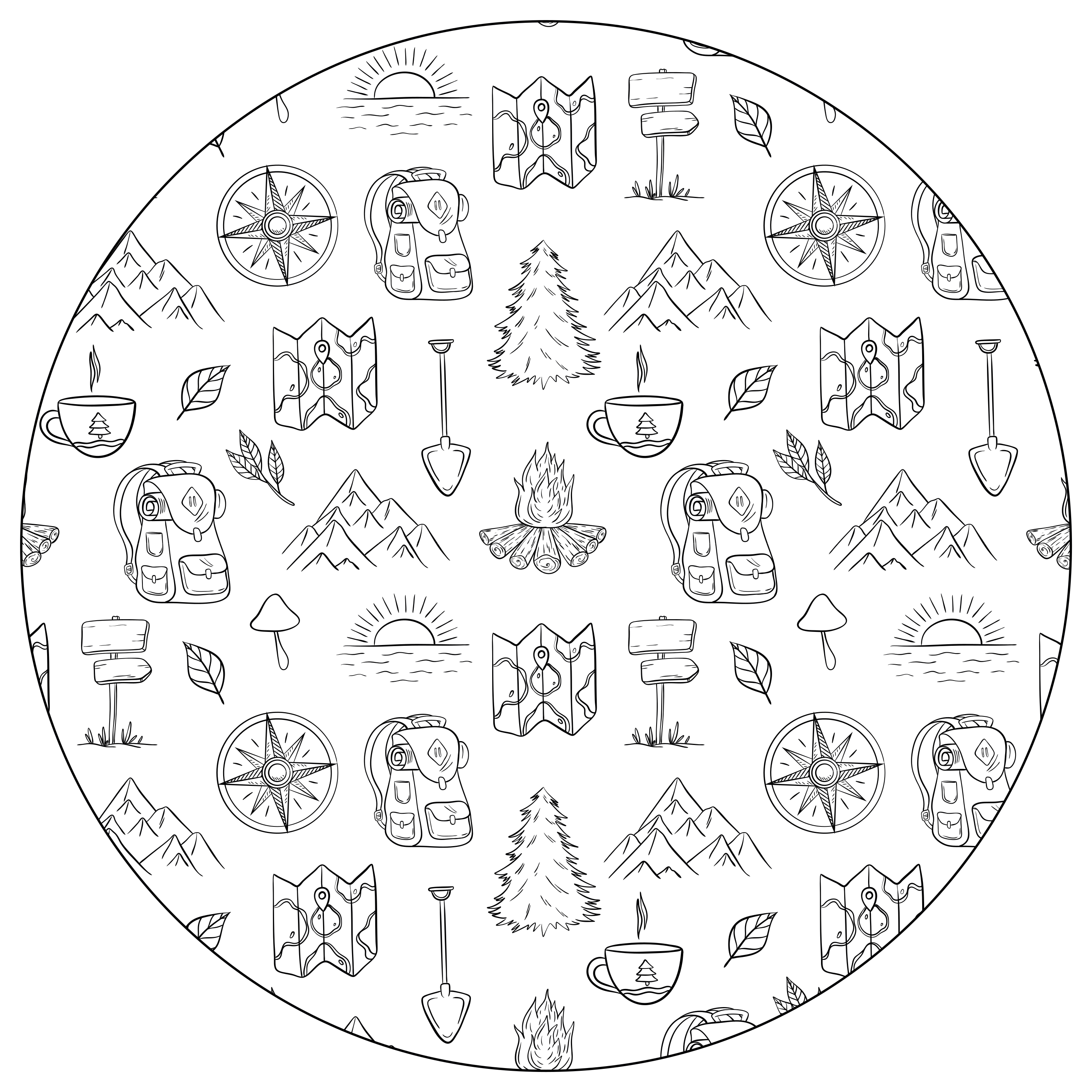 Stovyklavimo nuotykių piktogramos vinilinis kilimėlis - „Tenstickers“