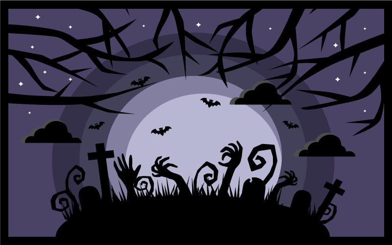 Baisu kapinių scena halloween kilimėlis - „Tenstickers“