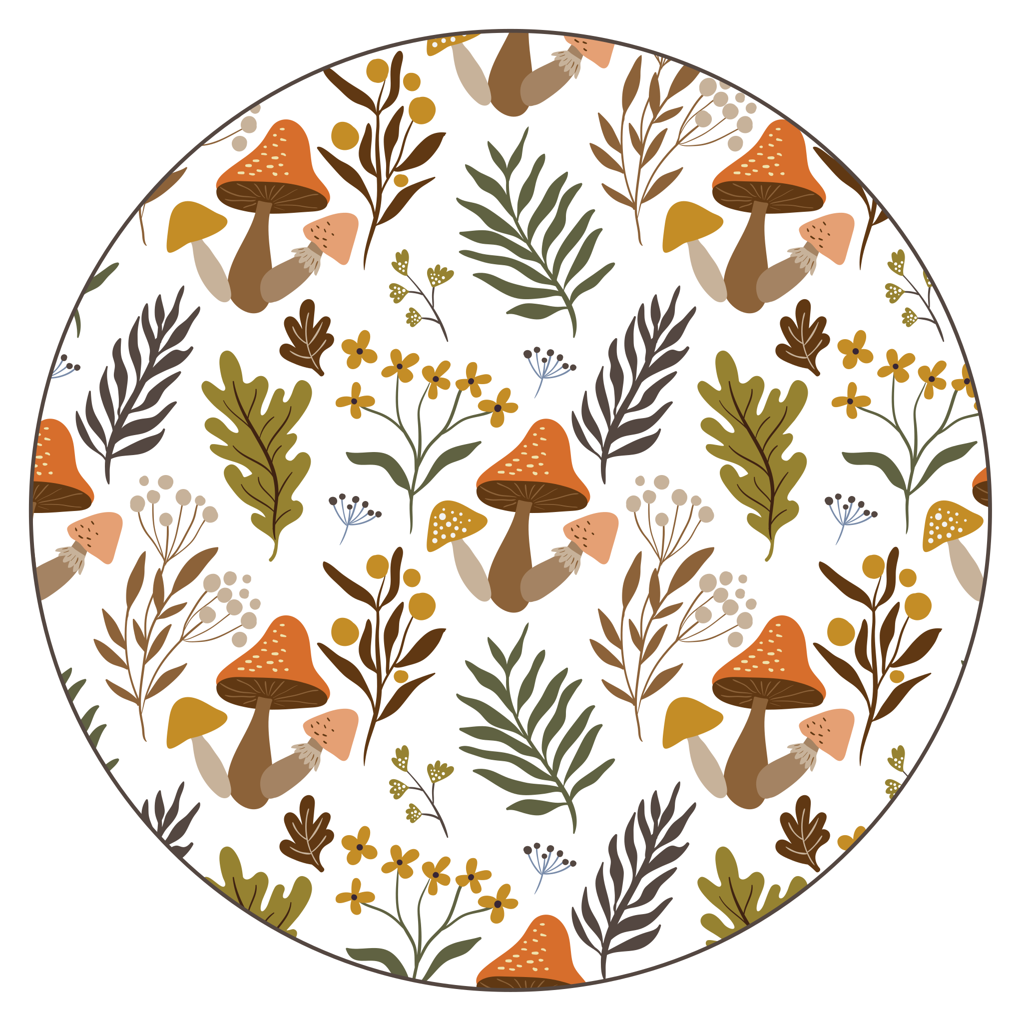 žavus grybo motyvas gėlių rašto kilimėlis - „Tenstickers“