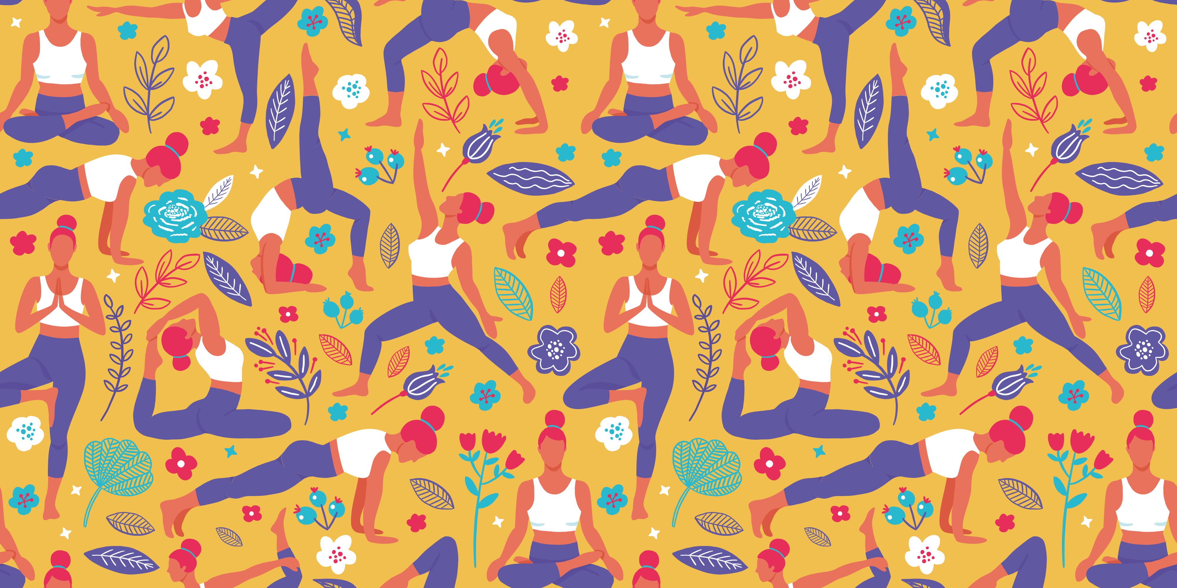 Ryškūs jogos motyvai paaugliams vinilo kilimėlis - „Tenstickers“