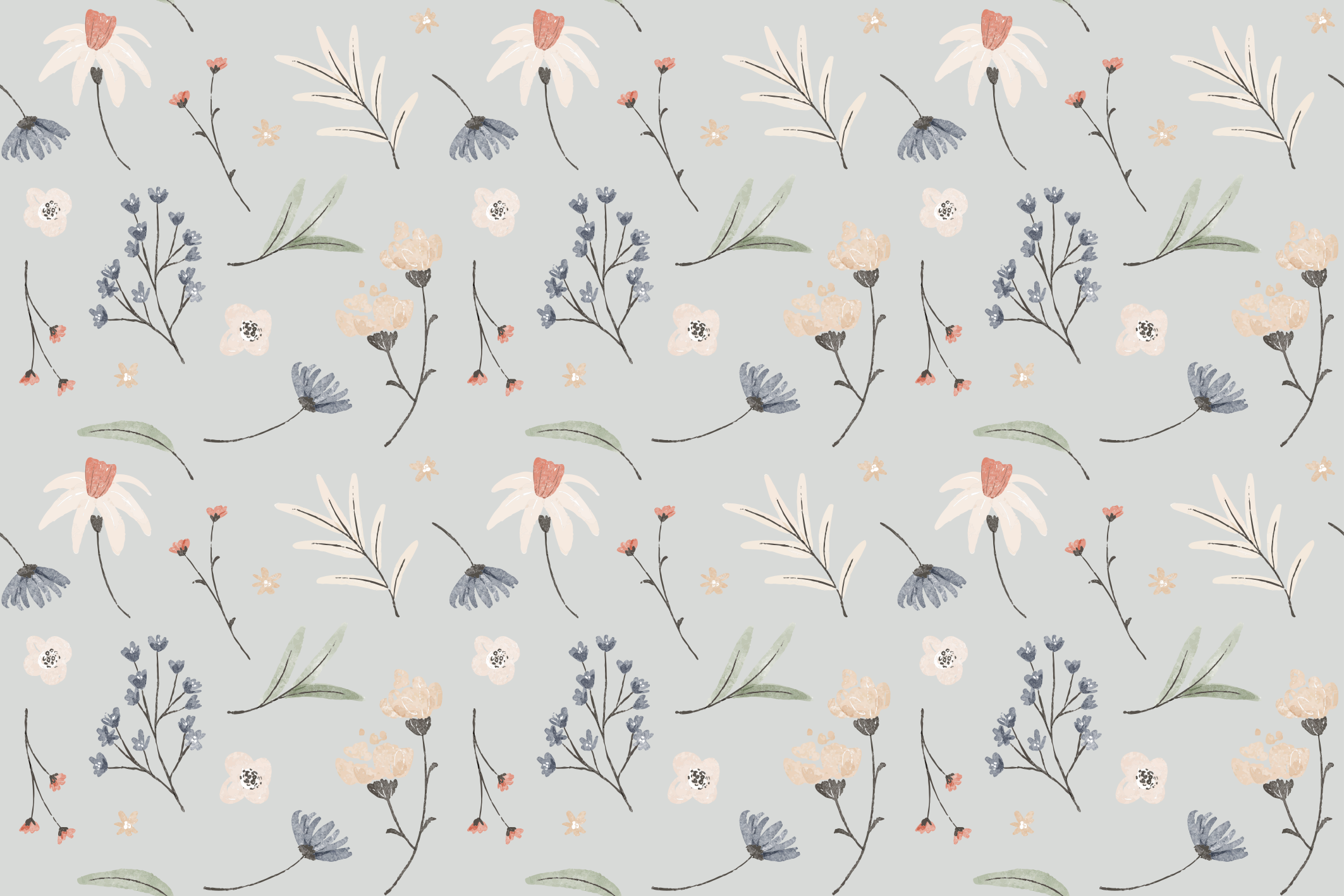 Gėlių rašto kilimėlis su lapų iliustracija - „Tenstickers“