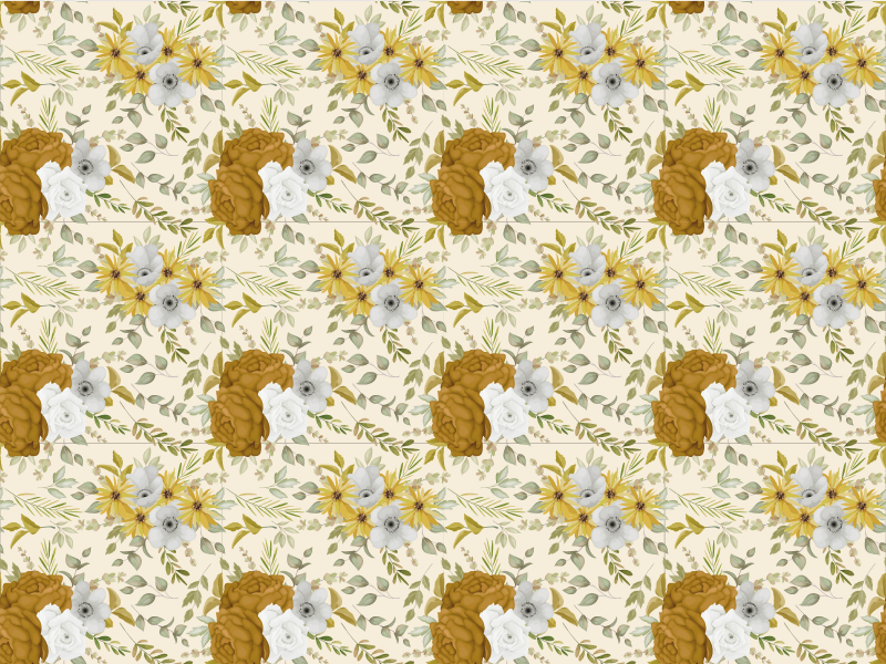 Botaninis lapuotas dizainas gėlių rašto kilimėlis - „Tenstickers“