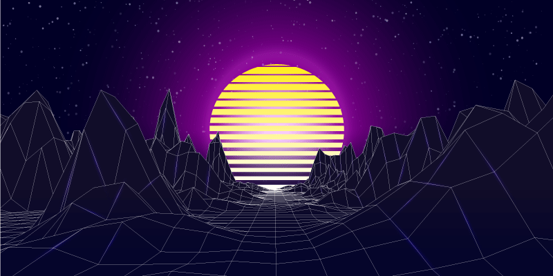 Retro futuristinis peizažas modernus vinilinis kilimas - „Tenstickers“