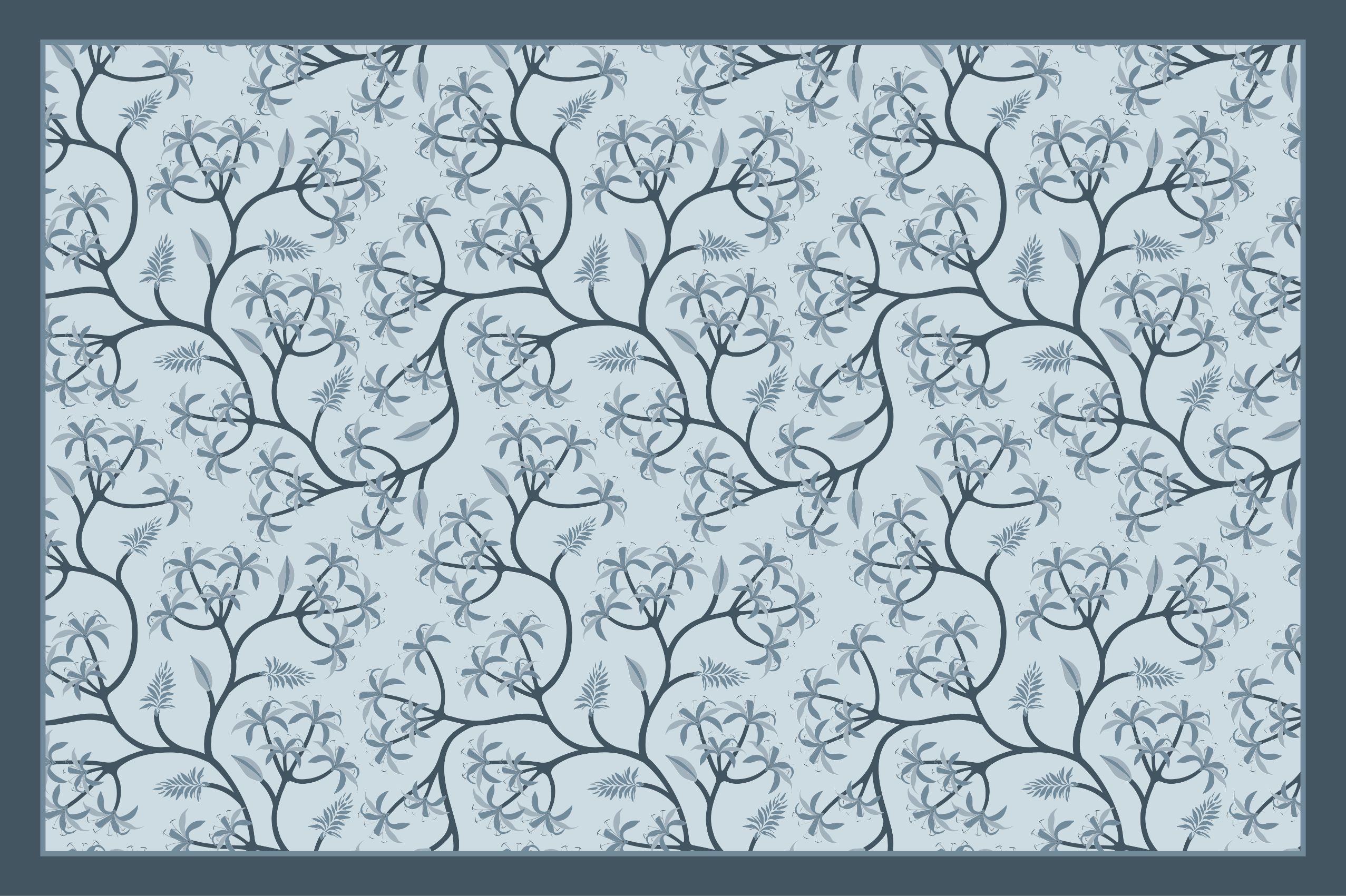 Botaninio silueto raštas gėlių rašto kilimėlis - „Tenstickers“