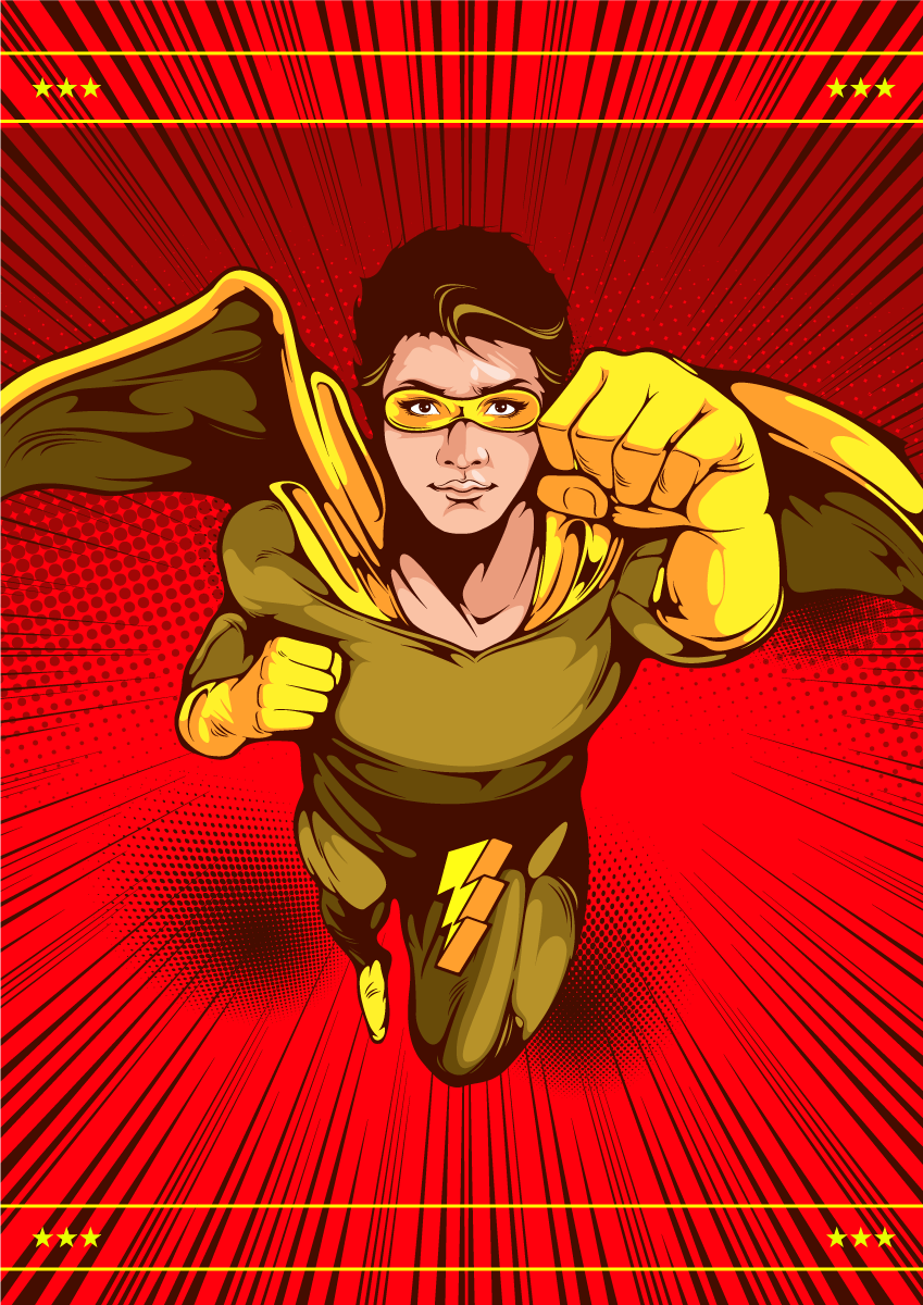 Superherojaus veiksmo poza vinilinis kilimėlis - „Tenstickers“