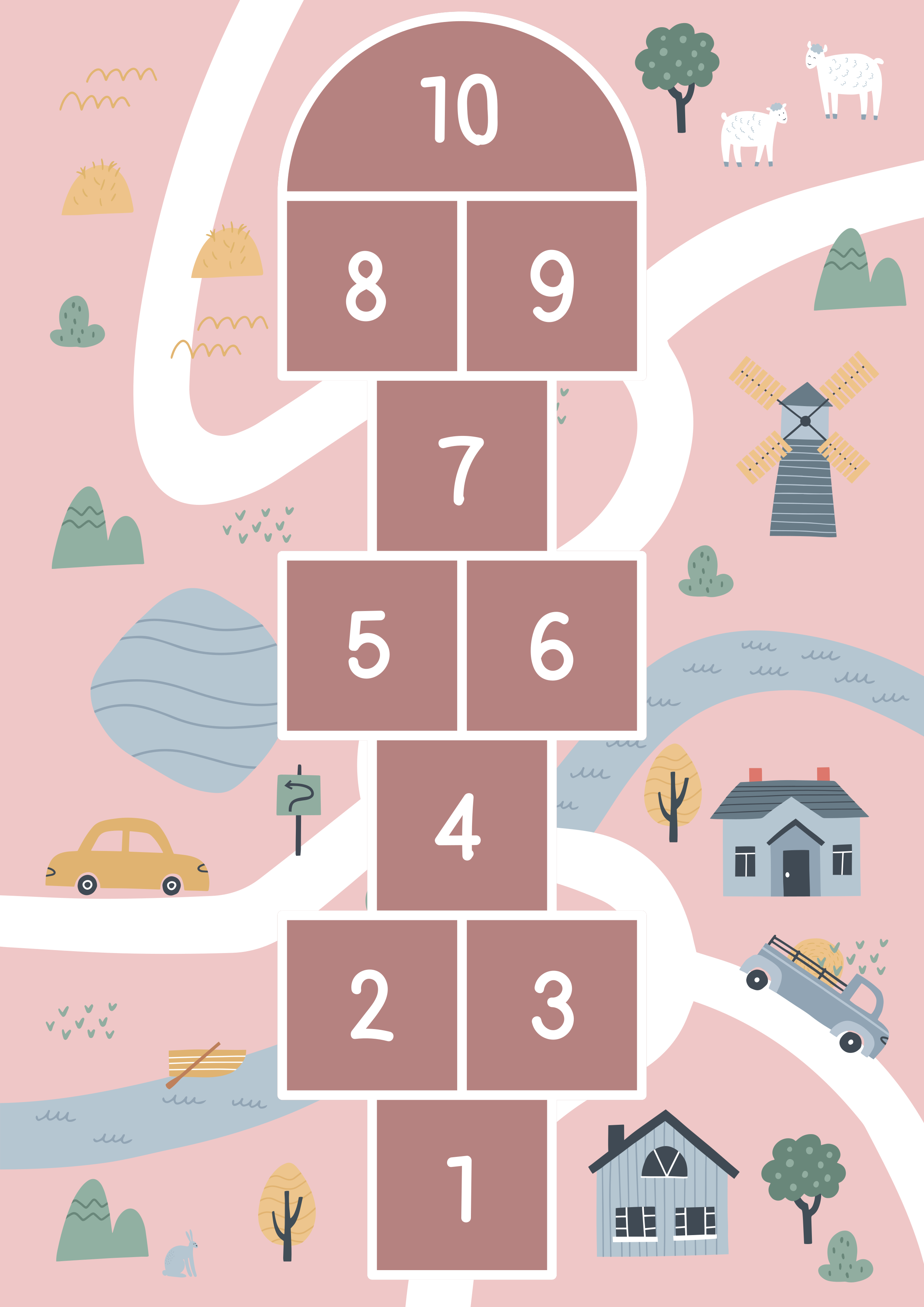 Apynių rožinis kelio vaikų žaidimų kilimėlis - „Tenstickers“