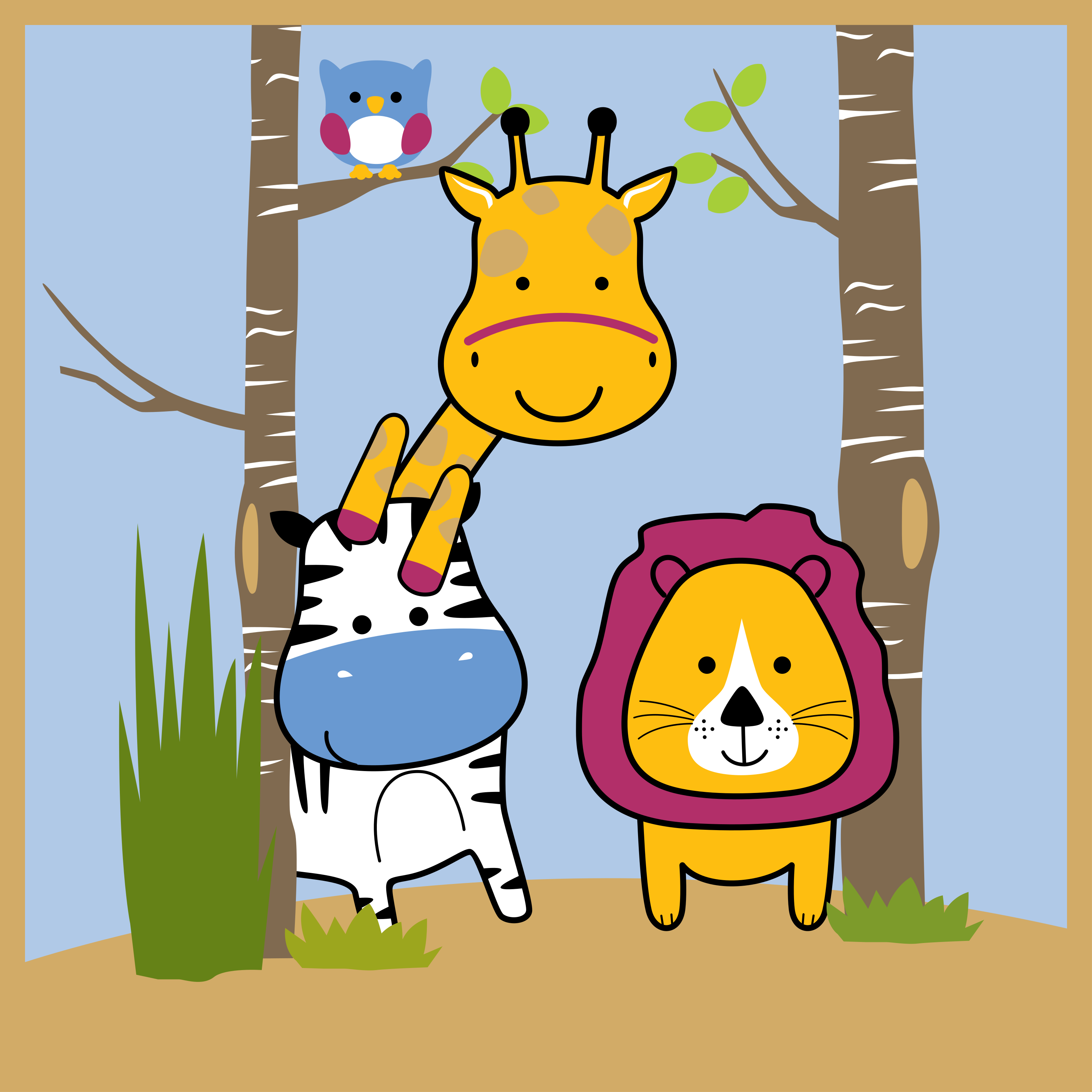 Džiunglių gyvūnai vaikiškas vinilinis kilimėlis - „Tenstickers“