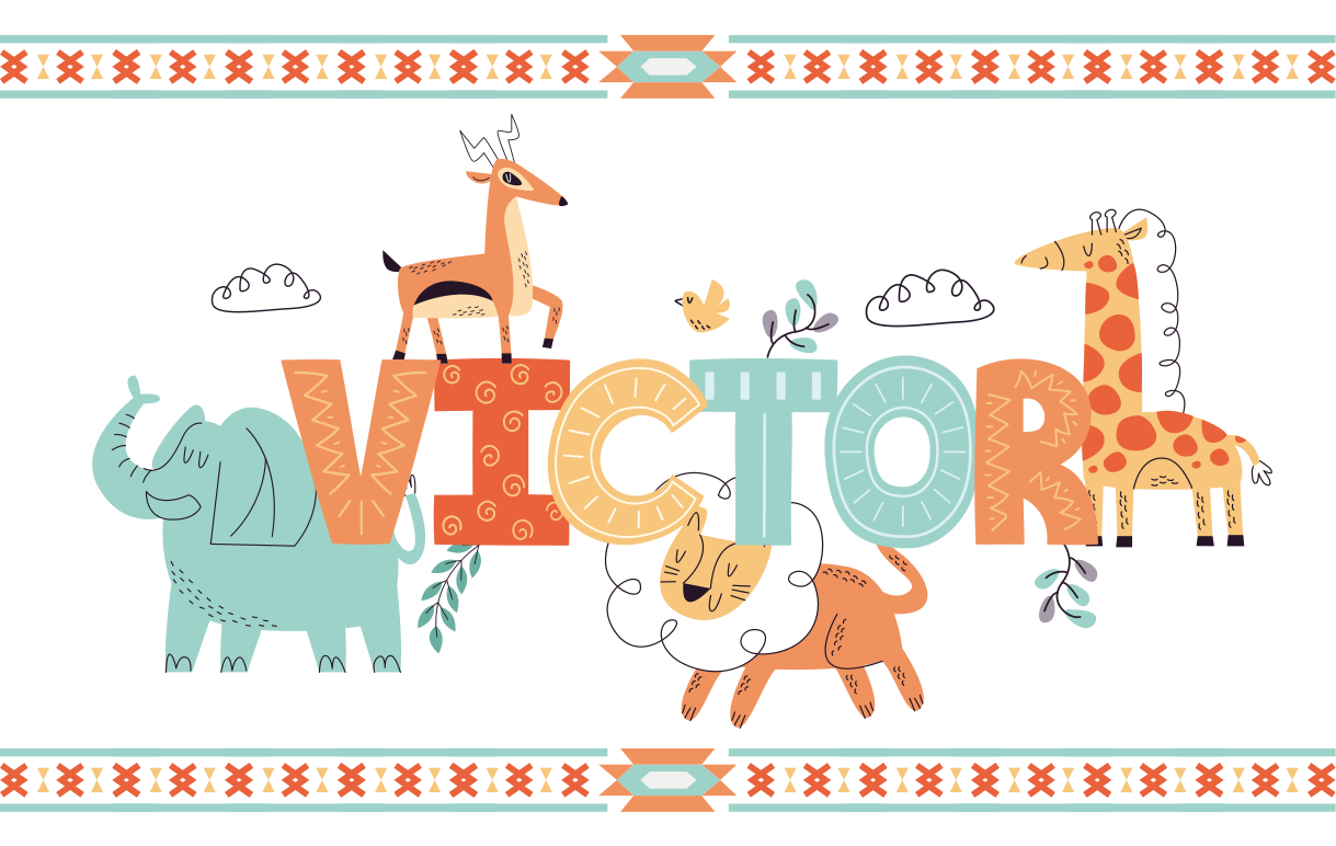 Suasmeninta safari tema vinyl kilimėlis su vardu - „Tenstickers“