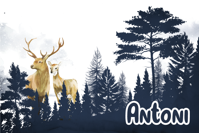 Miško faunos siluetas vinyl kilimėlis su vardu - „Tenstickers“