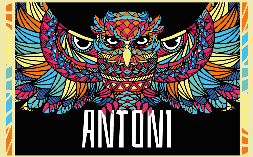 Spalvingas pelėdos pritaikymas vinyl kilimėlis su vardu - „Tenstickers“