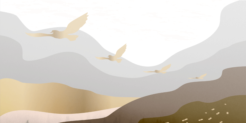 Raminantis paukščių silueto peizažas gyvūnų vinilo kilimėlis - „Tenstickers“