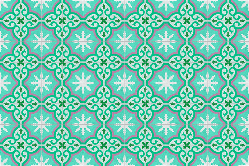 Žalia hidraulinė plytelė senoviniai viniliniai kilimas - „Tenstickers“