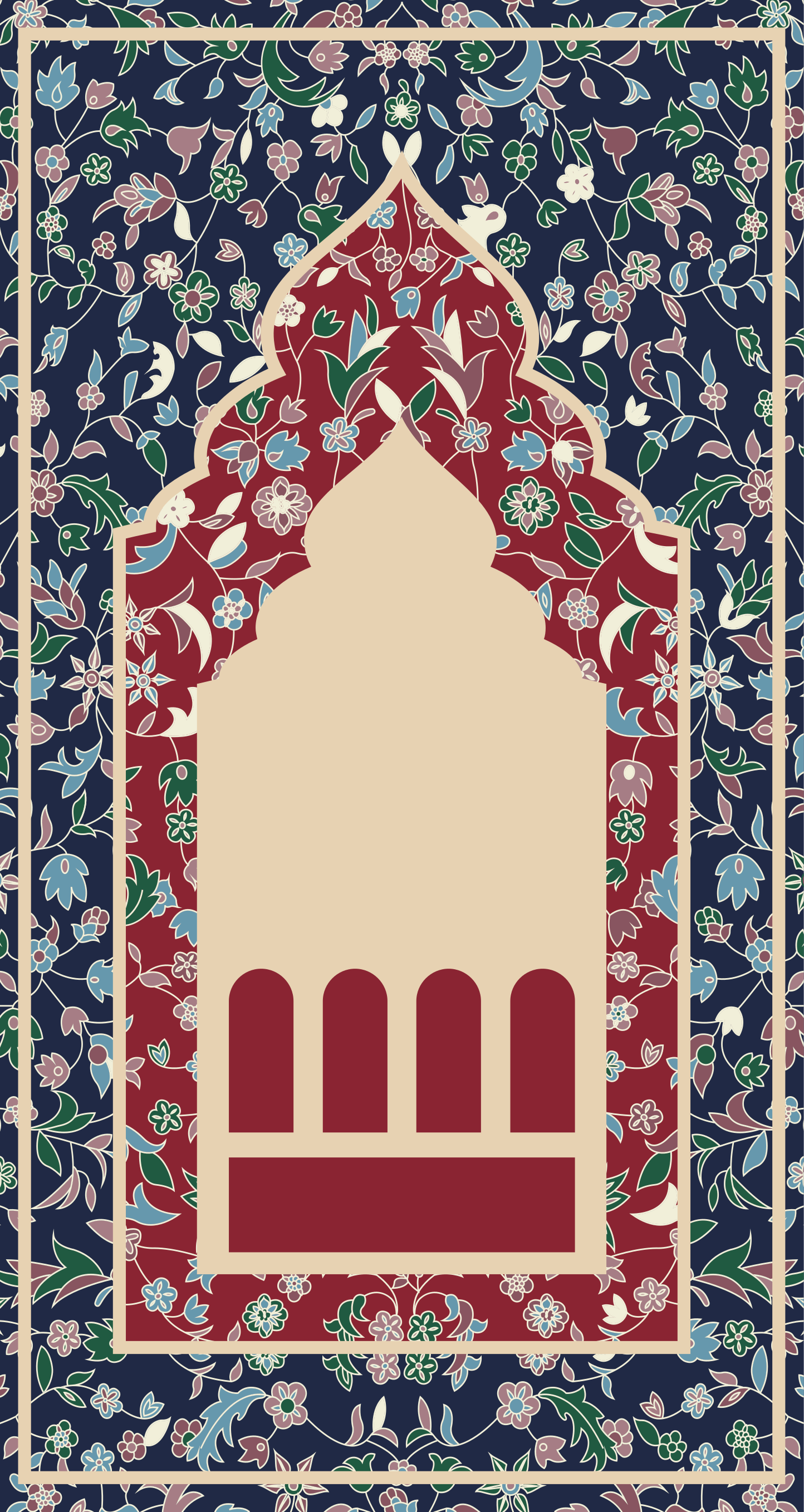 Gėlių raštas persiškas stiebas stačiakampis viniliniai kilimas - „Tenstickers“